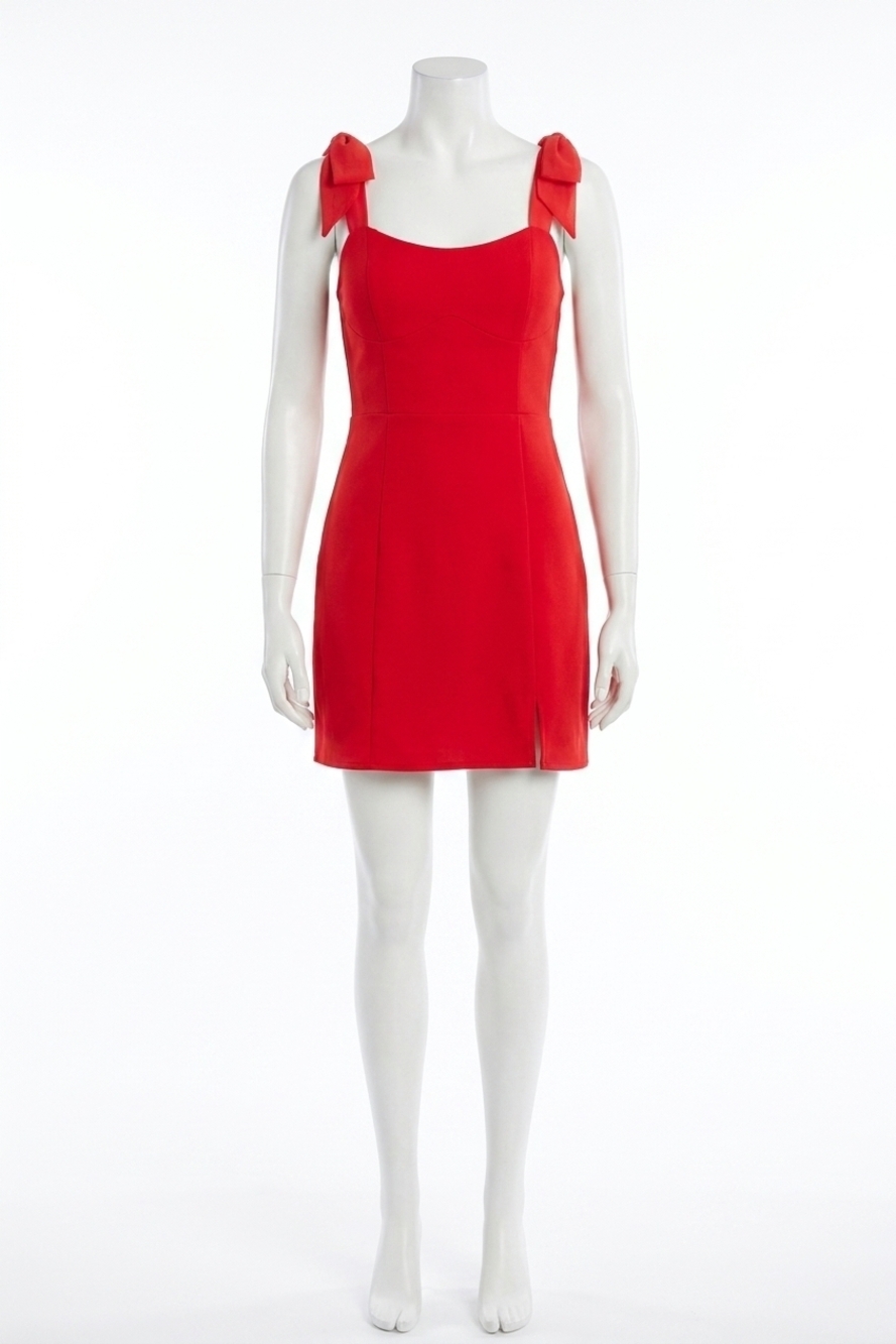 NEW ADELYN RAE gia ribbon strap dress in red